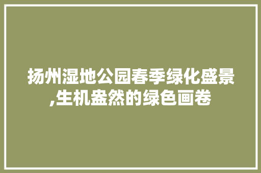 扬州湿地公园春季绿化盛景,生机盎然的绿色画卷 灌溉技术