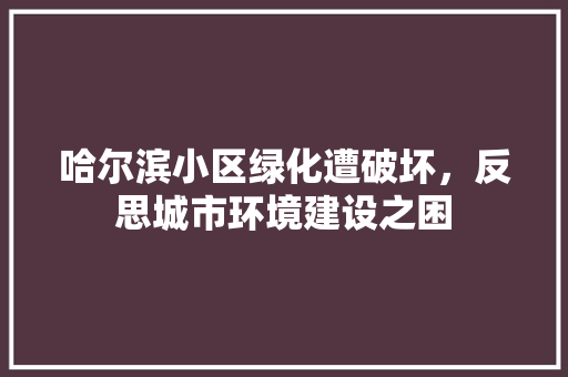 哈尔滨小区绿化遭破坏，反思城市环境建设之困