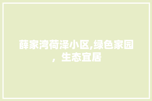薛家湾荷泽小区,绿色家园，生态宜居