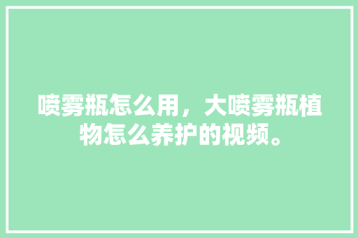 喷雾瓶怎么用，大喷雾瓶植物怎么养护的视频。