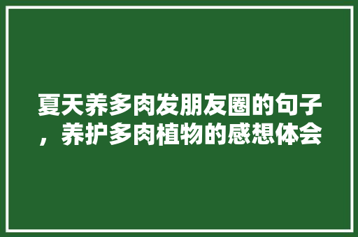 夏天养多肉发朋友圈的句子，养护多肉植物的感想体会怎么写。
