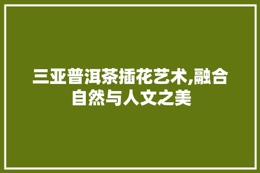 三亚普洱茶插花艺术,融合自然与人文之美