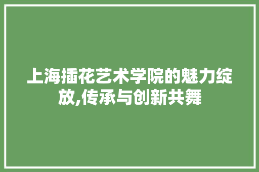 上海插花艺术学院的魅力绽放,传承与创新共舞 植物养护