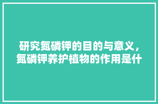 研究氮磷钾的目的与意义，氮磷钾养护植物的作用是什么。