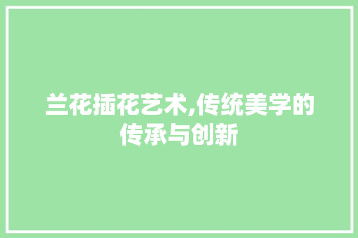 兰花插花艺术,传统美学的传承与创新
