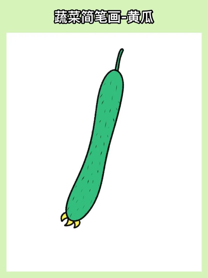 少儿蔬菜简笔画黄瓜怎么画，养护植物的儿童画怎么画好看。